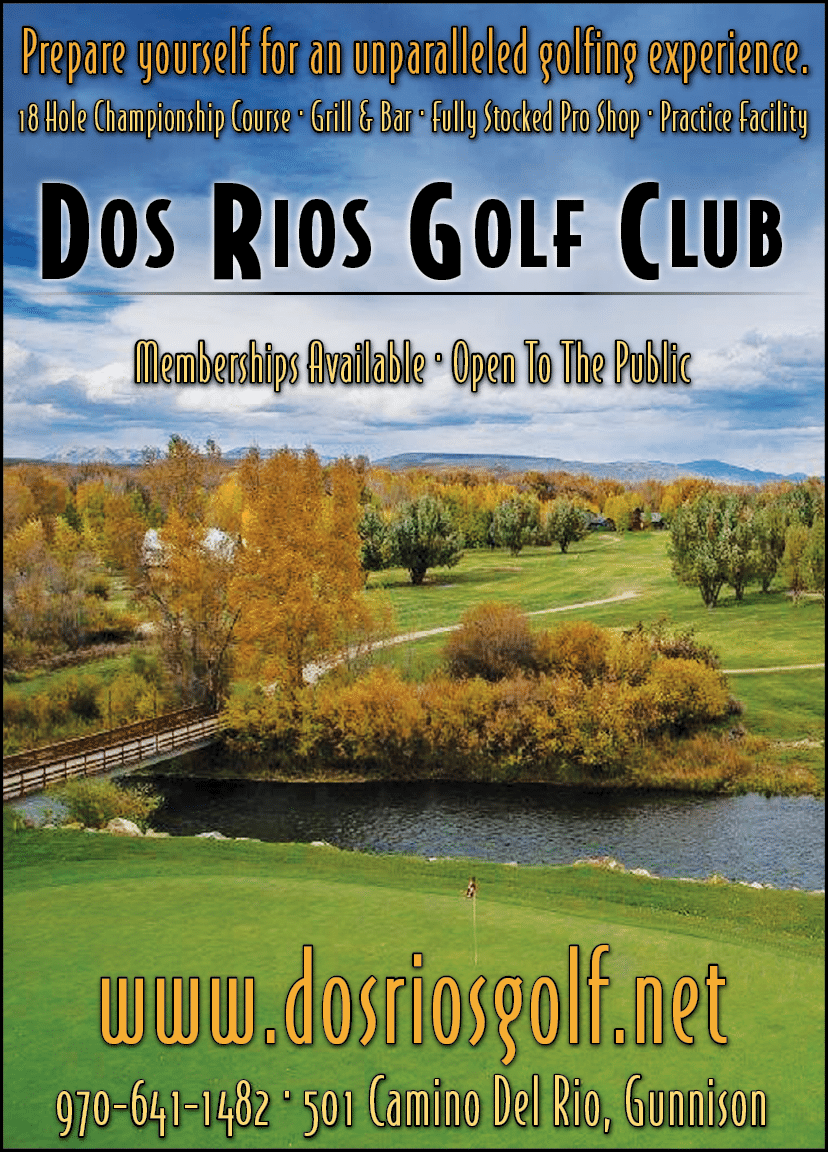 A flyer for the Dos Rios Golf Club, featuring a picture of a golf course and a bridge. AI generated content