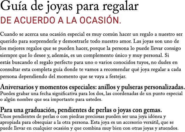 Gu a de joyas para regalar de acuerdo a la ocasi n. Cuando se acerca una ocasi n especial es muy com n hacer un regal...