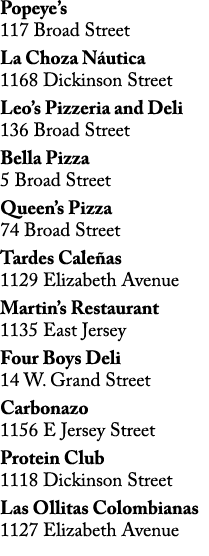 Popeye’s 117 Broad Street La Choza N utica 1168 Dickinson Street Leo’s Pizzeria and Deli 136 Broad Street Bella Pizza...